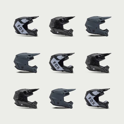 Grid of moto helmets