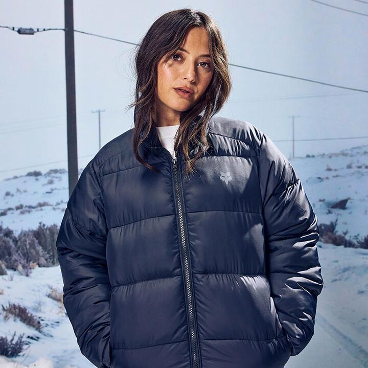 Female model wearing the Ridgeway Jacket for women